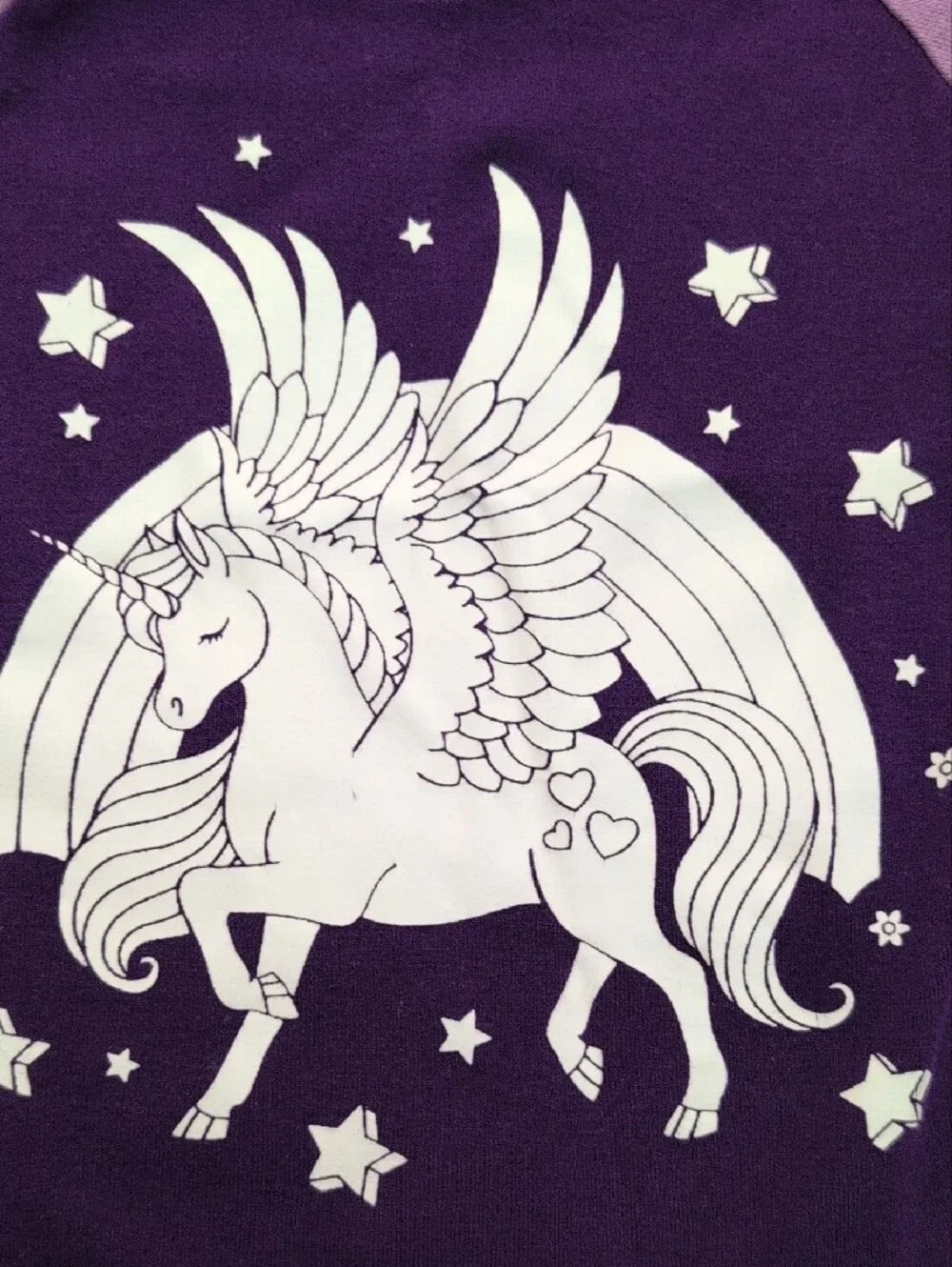 Girls' Purple Glow In The Dark Unicorn Short Pajama Set -